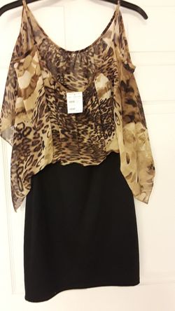 Frederick's of Hollywood leopard black mini dress(NEW)