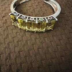 925 SILVER ESTERLING WITH YELLOW STONES BRACELET BEATIFUL 