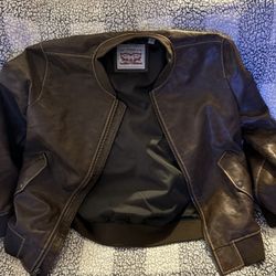 Mens XL Levi’s Brown Faux Leather Bomber Jacket 