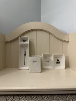 Rae Dunn Divided Ink Pen & Inkwell Holder, Sketch Ink Double Bowl Dish Desk Organizer 