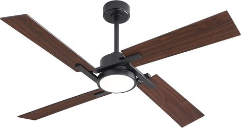56 Inch DC Ceiling Fan with Lights and Remote, 4 Plywood Blades, 6-Speed Reversible DC Motor, Dimmable, 3CCT, Ceiling Fan for Bedroom Living Room Kitc