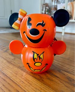 DISNEY MINI HALLOWEEN PUMPKIN HEAD CANDY PAILS BUCKETS MICKEY MINNIE MOUSE