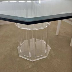 Unique Hexagonal Retro Glass Table 53” diameter Acrylic 