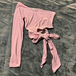 Pink Long Sleeve Crop Top Small 