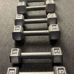 Cast Iron Hex Dumbbells 4 Begginers. 5s, 8s, 10s, 12s pounders. Brute 70#