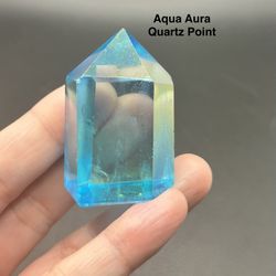 Aqua Aura Genuine Quartz Obelisk/Point 48.3g
