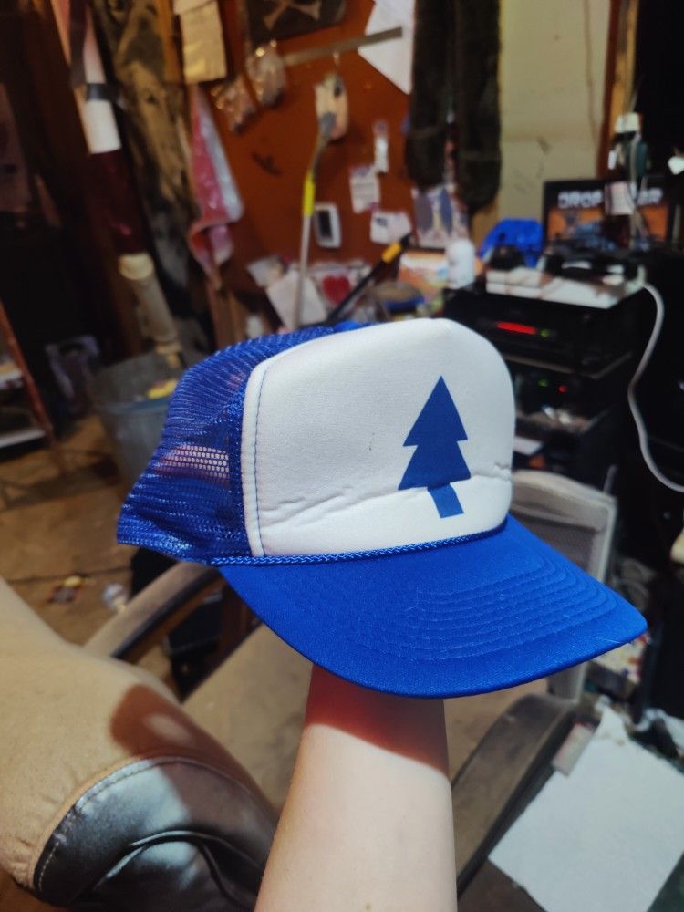 Dipper Pines Tree Hat Gravity Falls Baseball Cap Costume White Blue Pine Cosplay