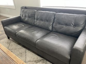 Dark Grey Leather Sofa