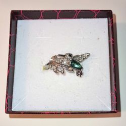 Silver Tone Hummingbird Ring 