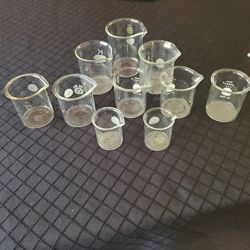 Lot 10 Mini Pyrex Lab Beakers Used