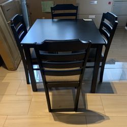 Dining Table With 4 Chairs Wood Black
