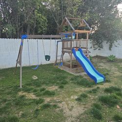 *FULL Swing Set With Slide and monkey Bars* 