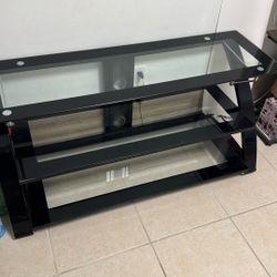Glass And Black Tv Stand