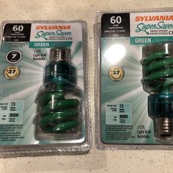 SYLVANIA Green Colored Fluorescent Light Bulbs (Set of 2)