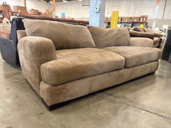 Contemporary Light Brown Corded 2 Seat Sofa