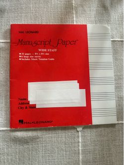 Wide Staff Manuscript Paper (Red Cover) | Music Composition Notebook with Six Large Staves per Page | Premium Blank Sheet Music Book with Notation Gui