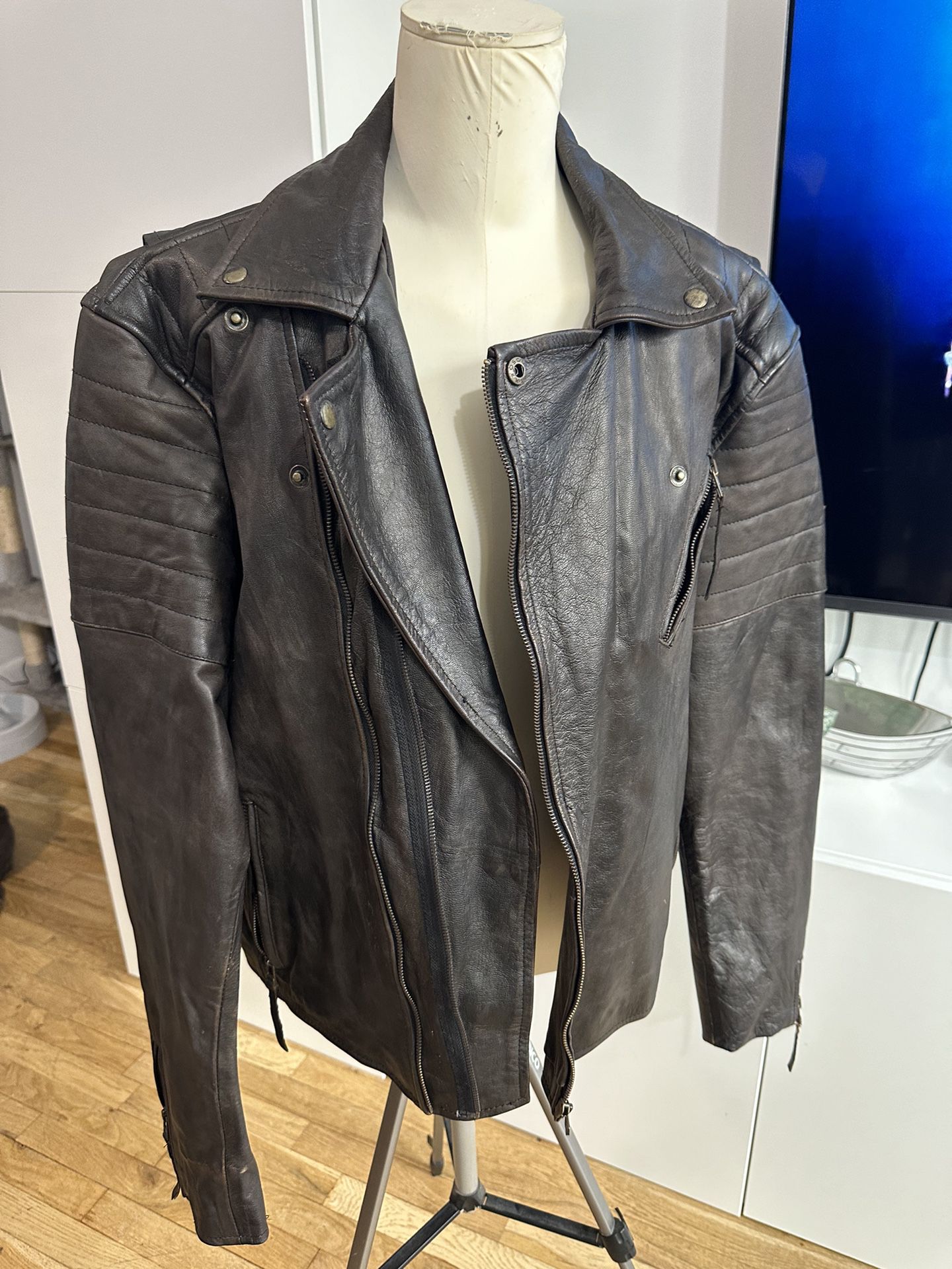 AF Xtreamline Inc Men  Leather Jacket Dark Brown Size M  $100 