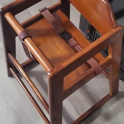 Mahogany Brown Wooden Baby High Chair