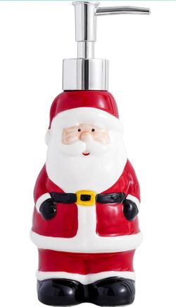 Ceramic Santa Claus Soap Dispenser - 3D Jolly Santa Claus Design - 2pc