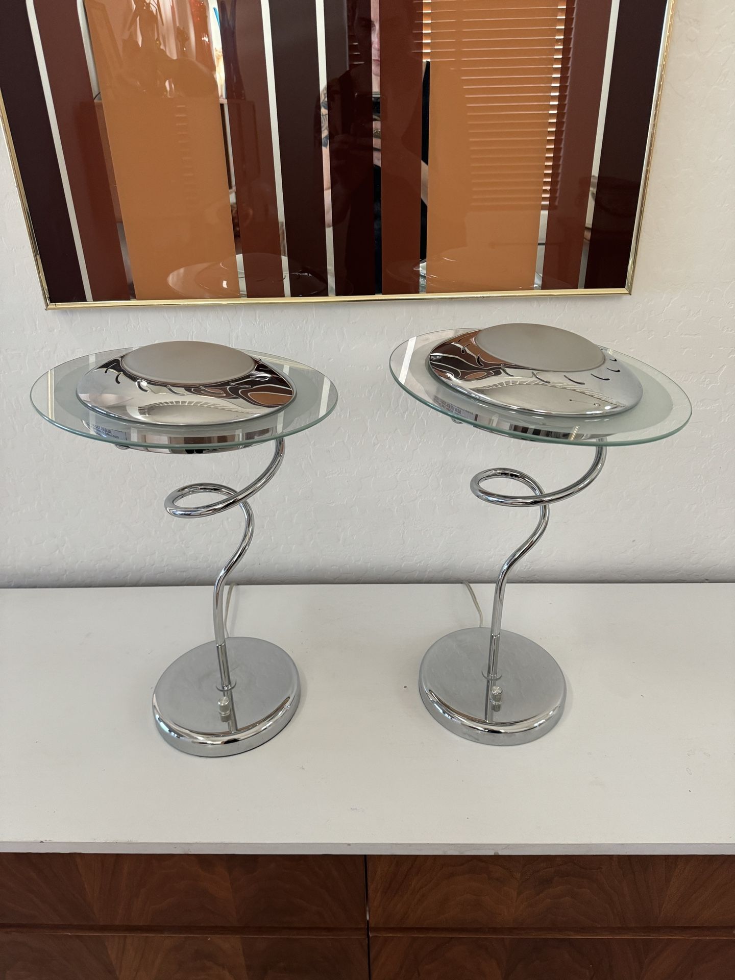 Vintage Post Modern Flying Saucer Lamps