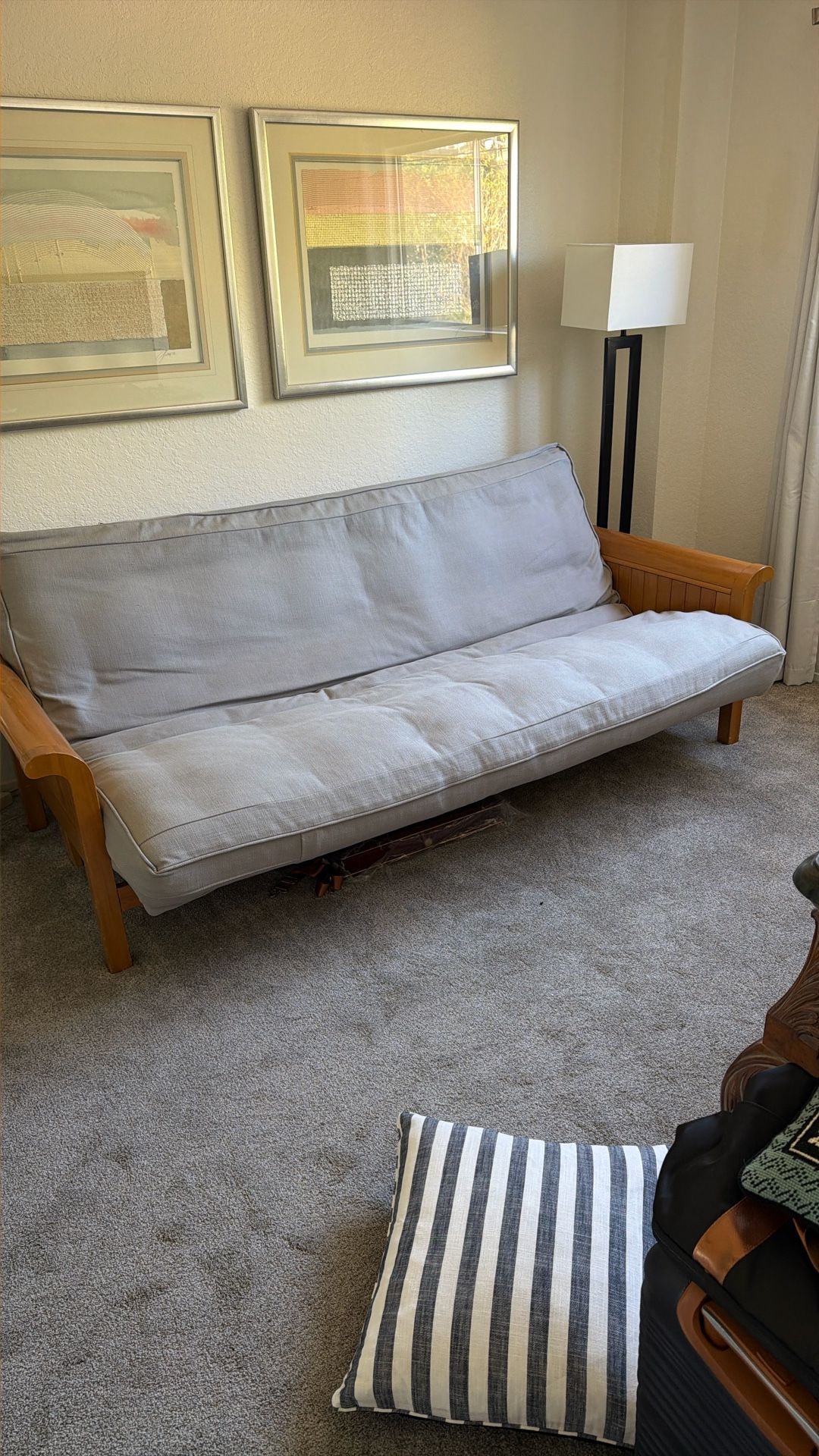 Solid Oak Queen Futon and Mattress Set