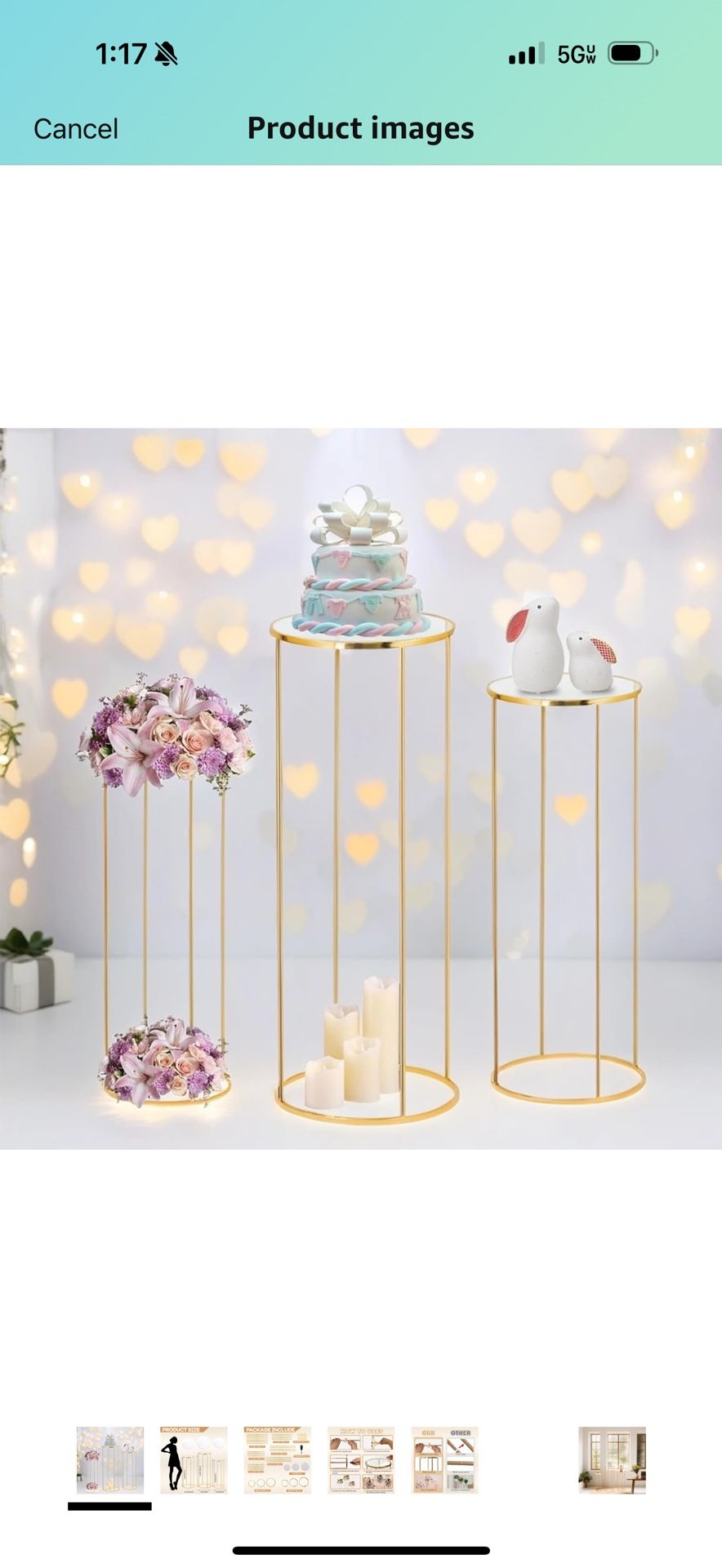 3pcs Gold Metal Plant Stand, Cylinder Pedestal Stands for Parties, Metal Plant Columns Pedestal Stands for Display, Round Cylinder Columns tables for 