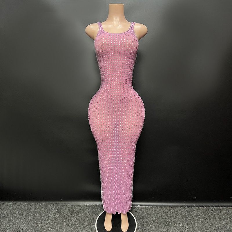 Pink 🩷 Sundress W/Rhinestone
