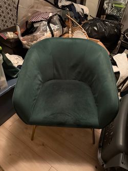 Green Velvet Accent Chair with Gold Legs