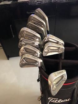 Vintage Titleist  1-SW AC-108 Irons Heel-Toe Weighted New Grips All Polished $225 Clubs and Bag Clubs alone $150 Bag alone $85⛳️🔥❤️👽