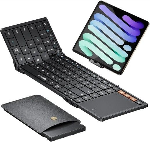 ProtoArc Foldable Keyboard with Touchpad, XK01 TP Folding Portable Keyboard, Full Size Keys