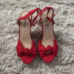 Justfab Red Wedge Heels Size 7