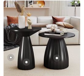 Visit the Oubayajia Store 4 out of 5 stars (4.0) | 3 Outdoor Side Tables Set of 2, Small Round End Table, Weather Resistant Metal Steel Side Table for