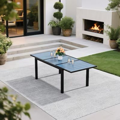 Serwall HDPE Outdoor Extendable Dining Table All Weather Patio Dining Table Seats 6 to 8