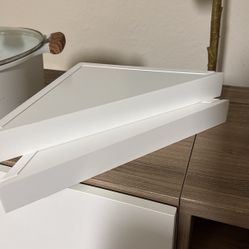 2 white corner wall shelves