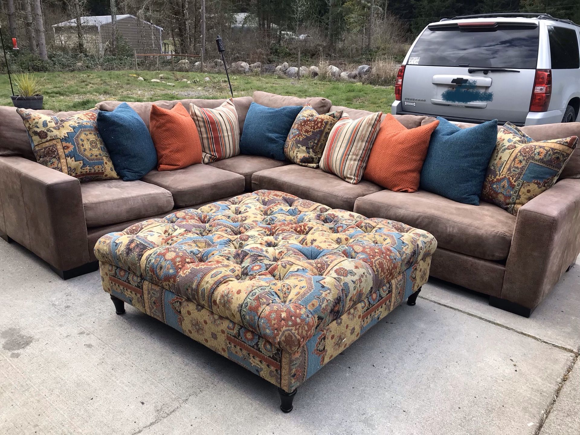 Large down sectional + ottoman from Mor Furniture