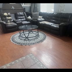 Family Couch Set Dark Brown