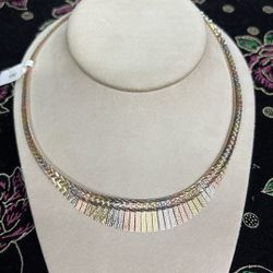 14k Tri Colored Gold Necklace 24.3 Grams