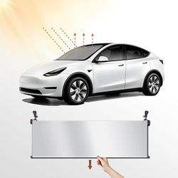 For Tesla Model S. Aokansha Retractable Windshield Sun Shade for Car,2023 New Permanent Automotive Window Sunshades for Long Term Use, Roll Up and Dow