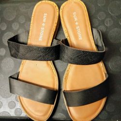 Open Toe Sun & Stone Slide Sandals 7W