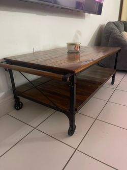 Industrial wood coffee table