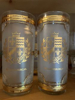 Vintage Williamsburg VA Busch Gardens 22k Gold Culver USA Souvenir Glass