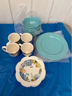 Princess House Marbella Aqua & Blossom Dinnerware Set