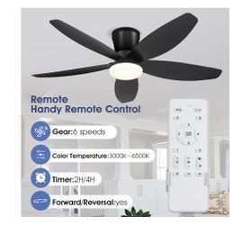 42" Black Ceiling Fan with LED Light and Remote