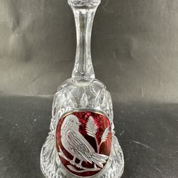 RARE Hofbauer Byrds Ruby Red Etched Birds Crystal Glass Bell Western Germany