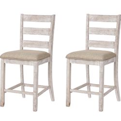  New Signature Design by Ashley Skempton 24" Counter Height Upholstered Barstool, Set of 2, Antique White