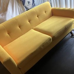 Vintage Style Yellow Citrus Loveseat Sofa Couch 
