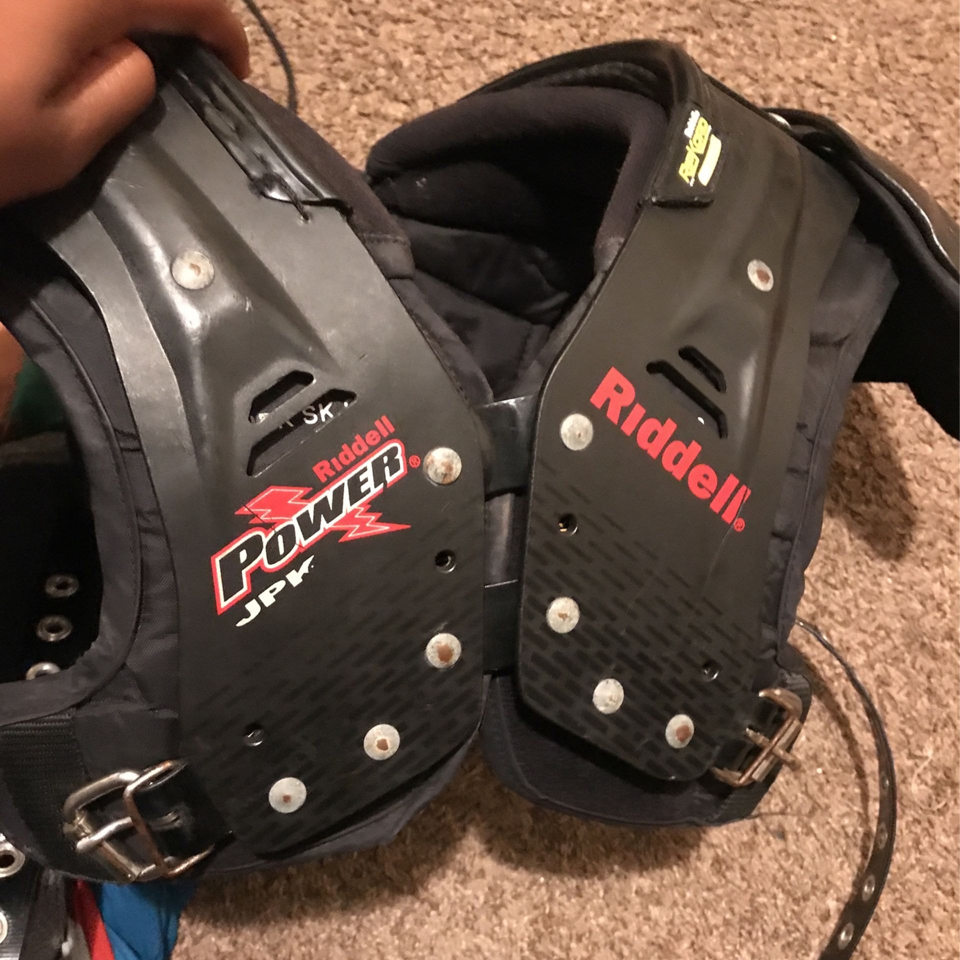 Riddle Jpk Power Football Pads Size Youth Small for Sale in Pumpkin