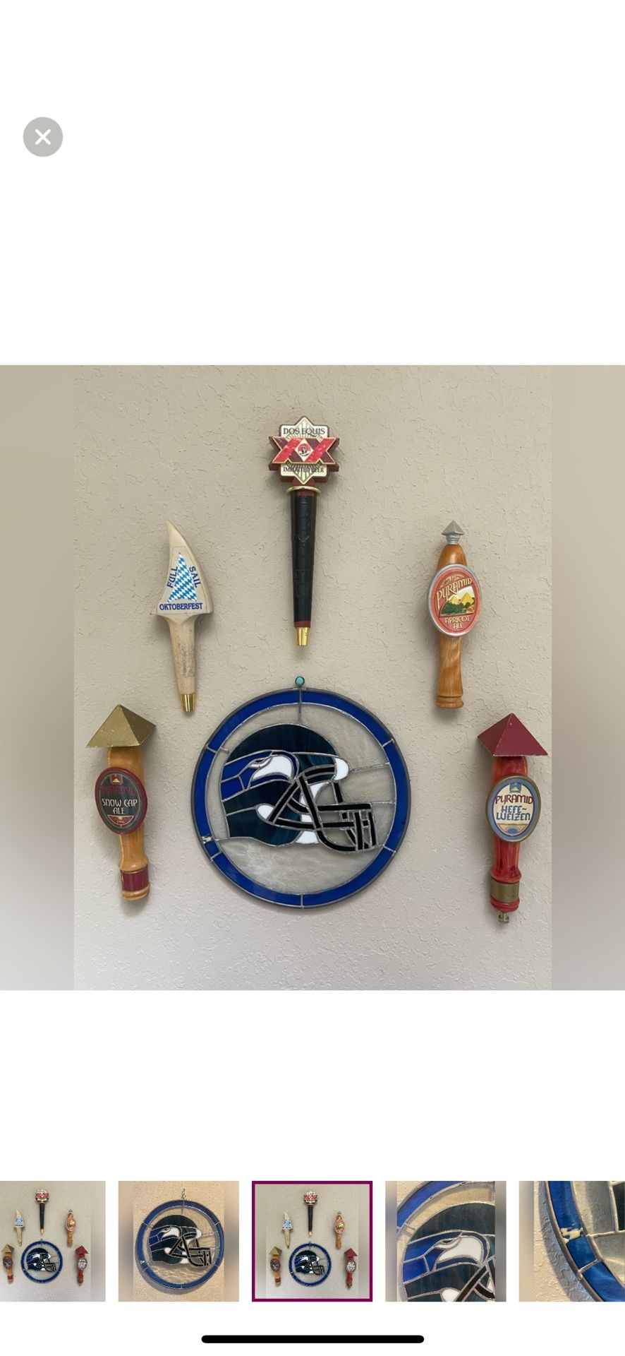 Vintage Seattle Seahawks Stain Glass Hanging