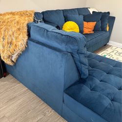 Navy Blue Velvet Sectional