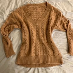Apricot Vneck Sweater S